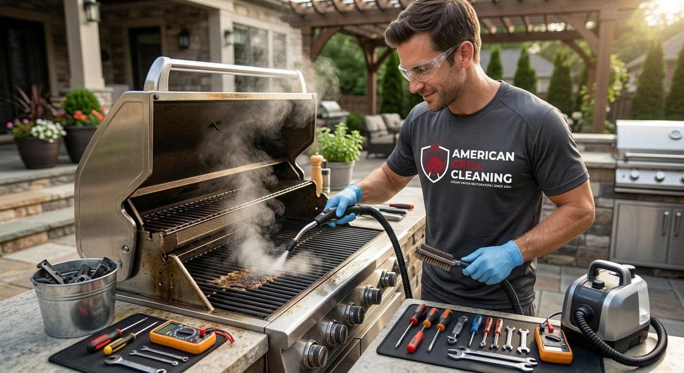Freshly cleaned outdoor gas grill